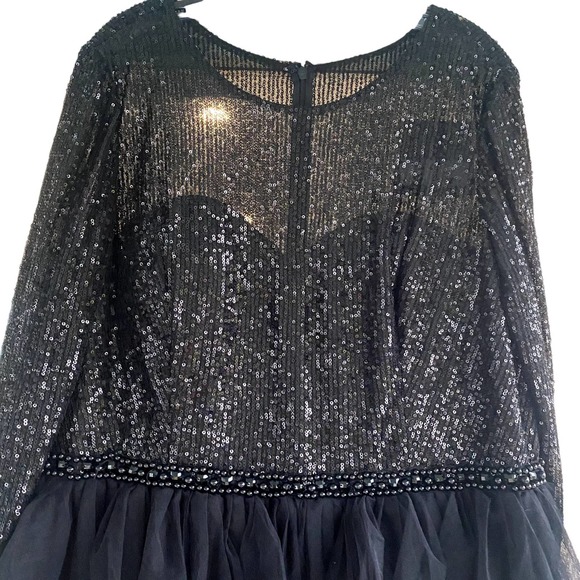 Mac Duggal Plus Size Sequin Layered Ruffle Tulle A-Line Midi Cocktail Dress 16 - Picture 5 of 7